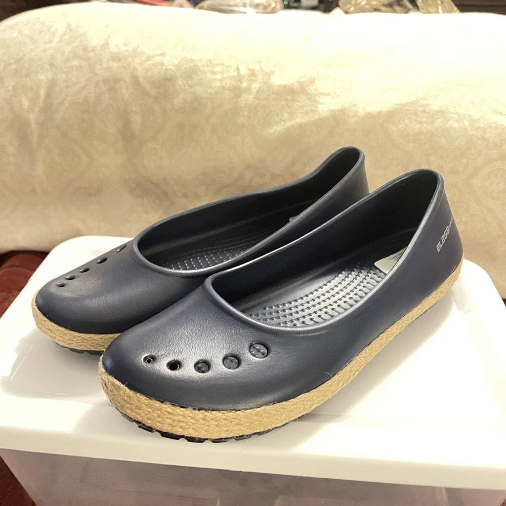 ELEGA SPORT Shoes Womens‎ Size 8 Navy Blue Flats Espadrille Jelly EVA SV-014